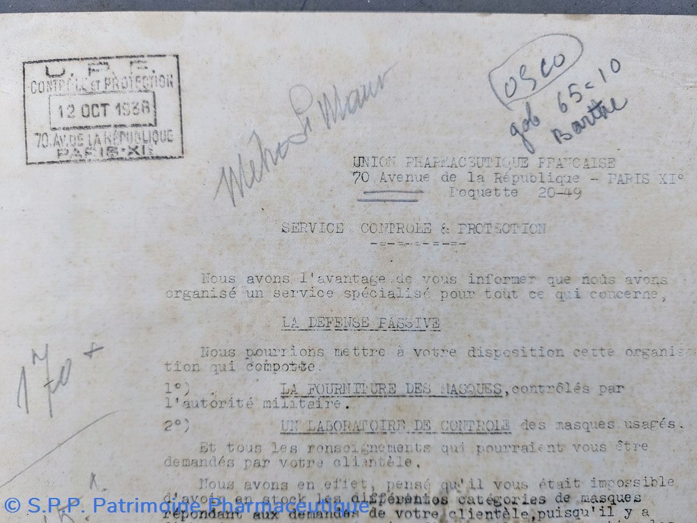 science pharmacie vente de masques defense passive oct 1938