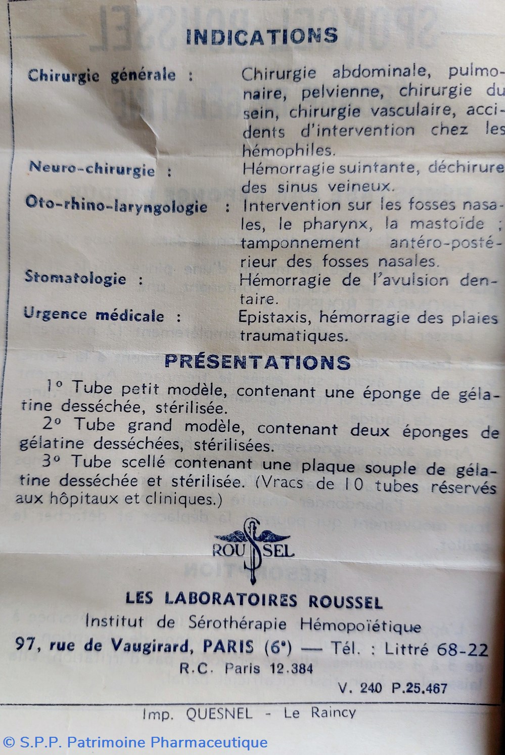 SPONGEL ROUSSEL - Éponge de gélatine 7 science pharmacie spongel roussel eponge de gelatine