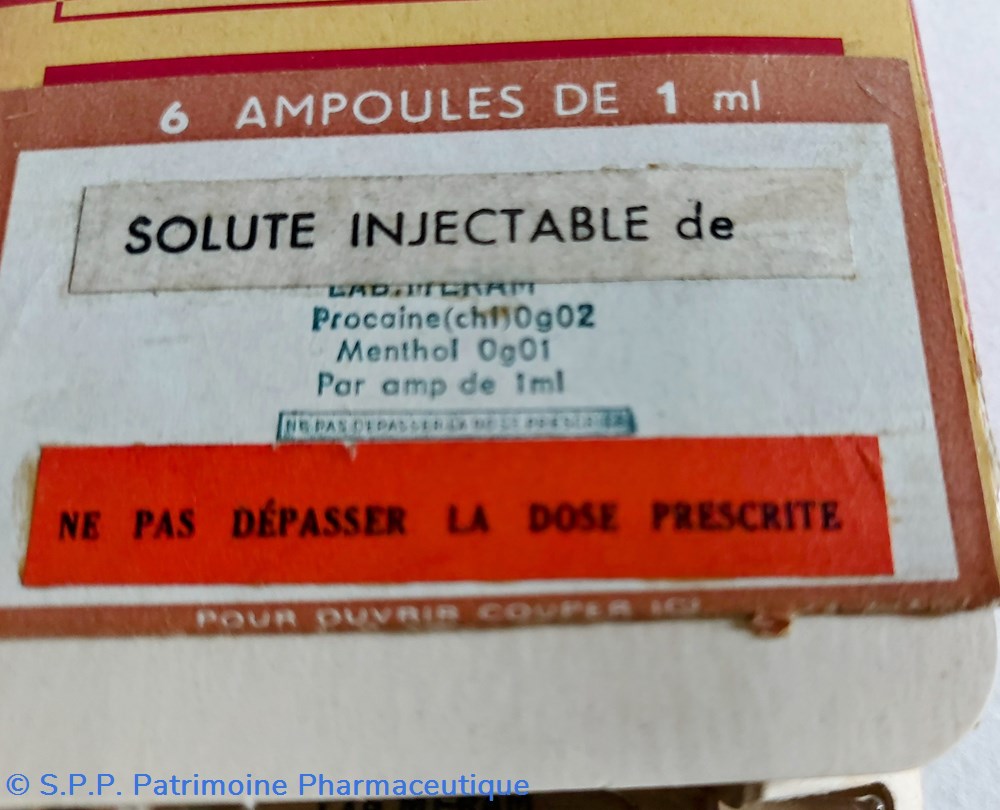 SOLUTÉ INJECTABLE de PROCAÏNE MÉRAM 6 science pharmacie solute injectable de procaine meram