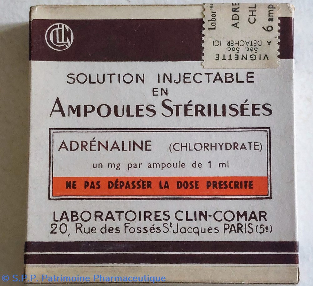 ADRÉNALINE ( Chlorhydrate) 6 ampoules 1 mg science pharmacie adrenaline chlorhydrate 6 ampoules 1 mg