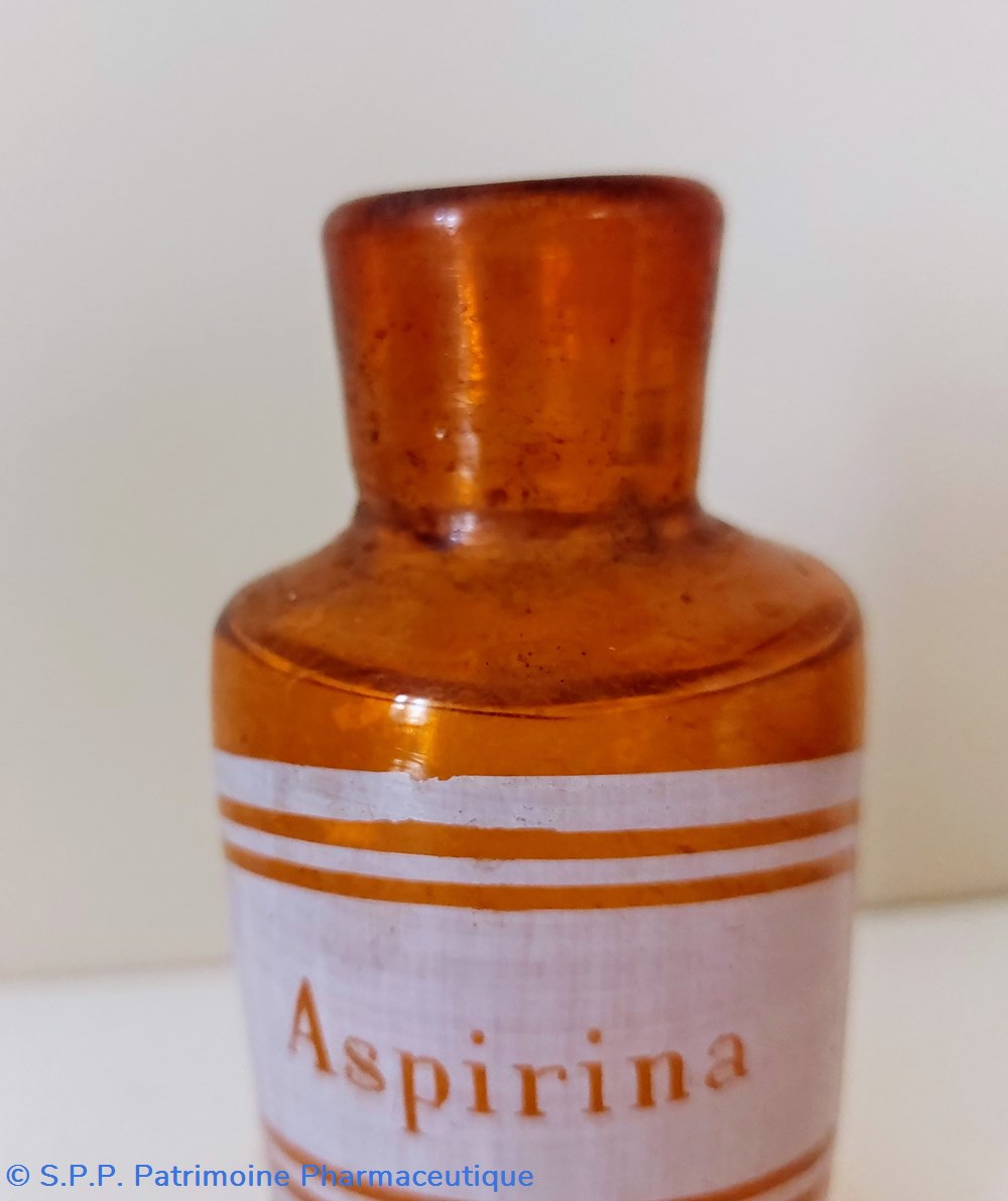 ASPIRINA / Flacon verre ambré 12 cm 3 science pharmacie aspirina flacon verre ambre 12 cm