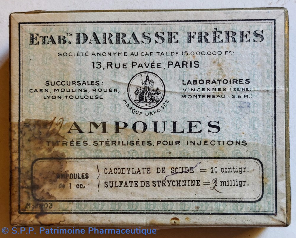 science pharmacie cacodylate de soude sulf de strychnine ampoules
