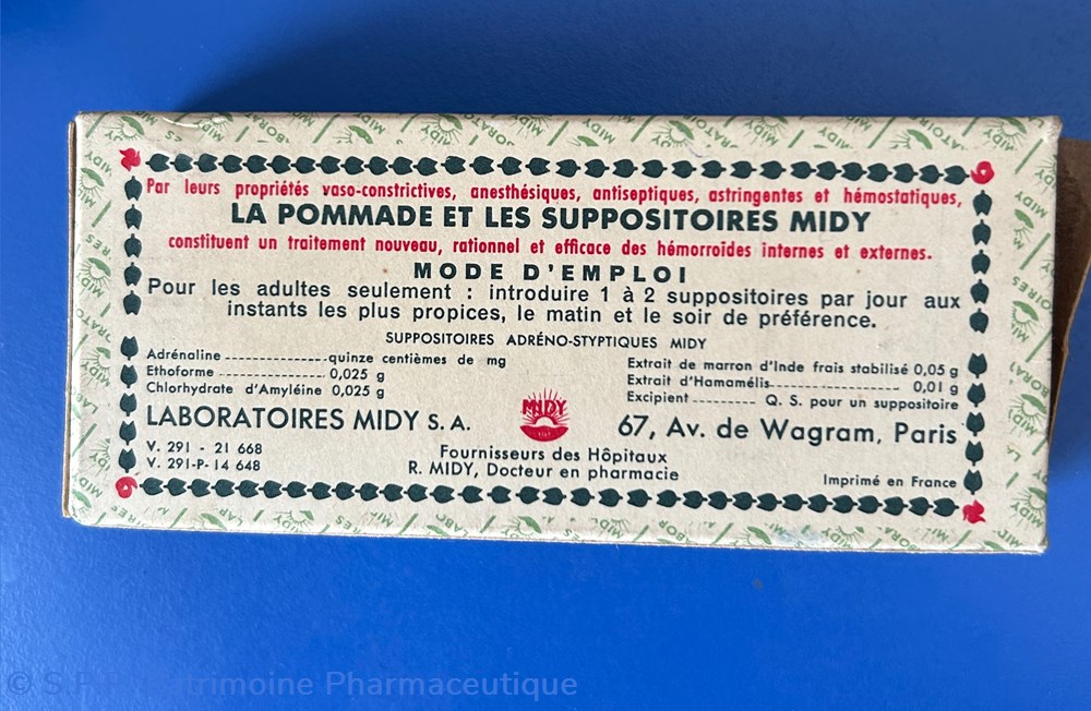 SUPPOSITOIRES MIDY Adréno-Styptiques 4 science pharmacie suppositoires midy adreno styptiques