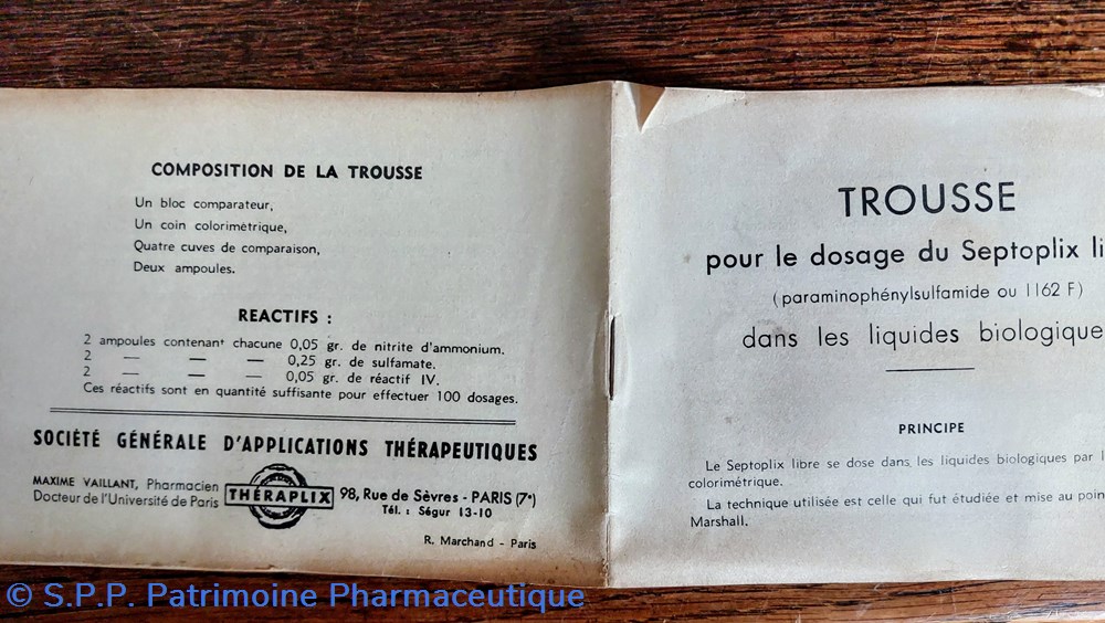 Trousse pour dosage septoplix libre THERAPLIX 6 science pharmacie trousse pour dosage septoplix libre theraplix