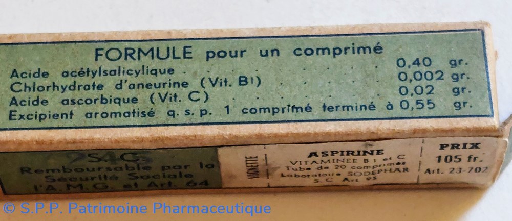 ASPIRINE VITAMINEE B1 et C - Sodephar 8 science pharmacie aspirine vitaminee b1 et c sodephar