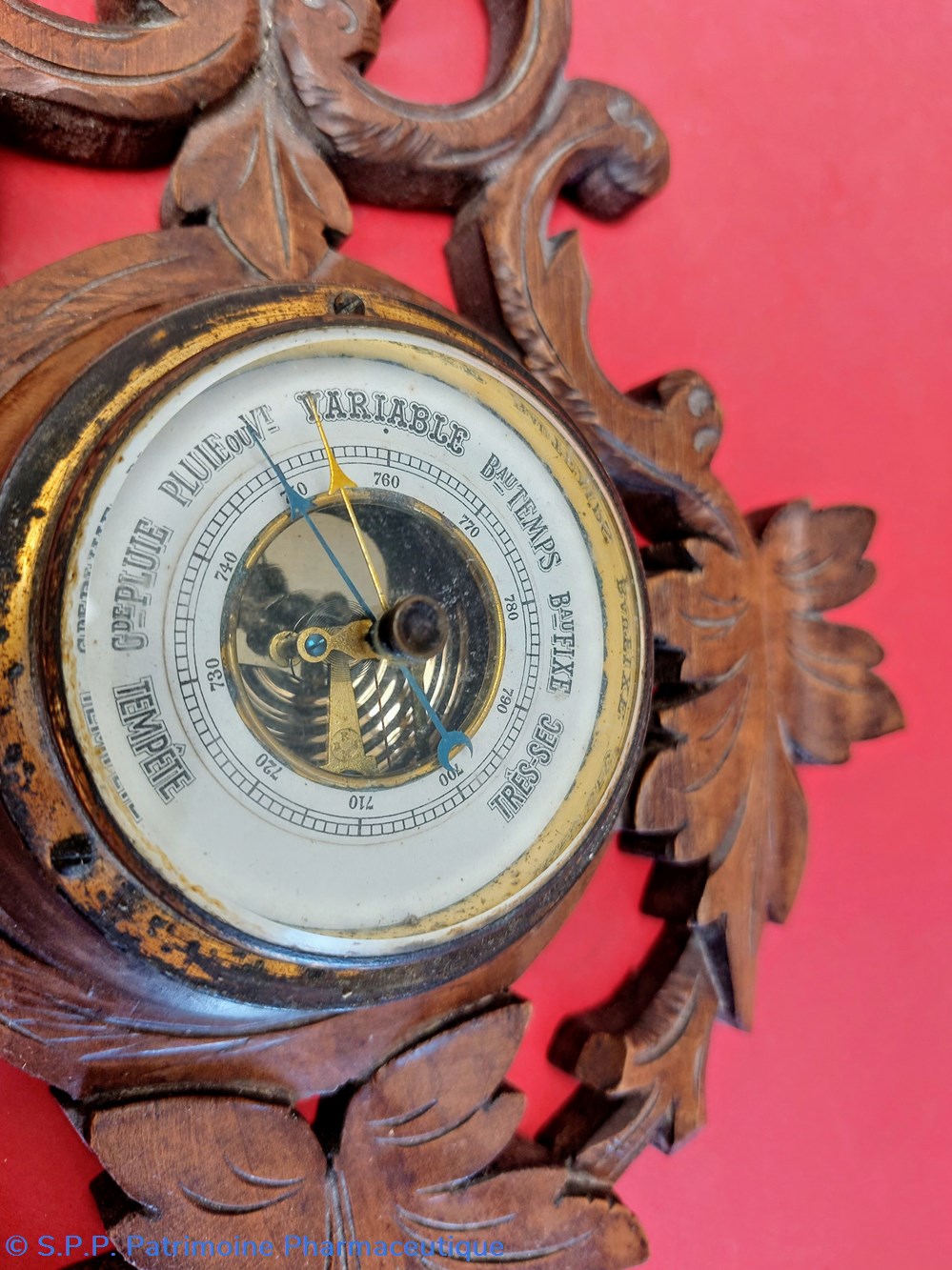 science pharmacie barometre thermometre mural support en bois