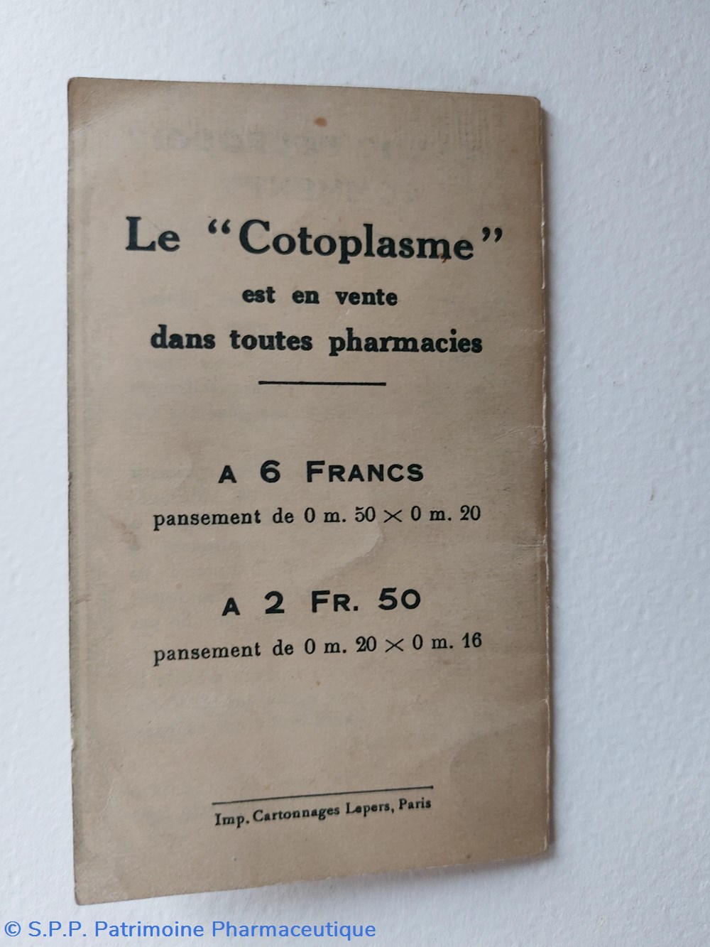 documents anciens cotoplasme carnet publicitaire