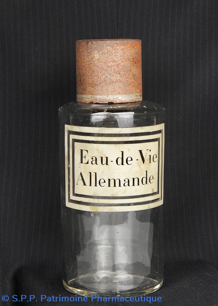 Flacon en verre grand modèle étiquette blanche Pharmacie RAVASSE science flacon en verre grand modele etiquette blanche pharmacie ravasse