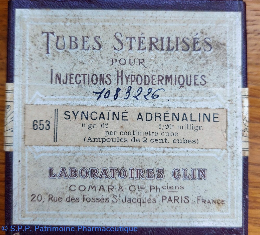 science pharmacie syncaine adrenaline lab clin 6 tubes