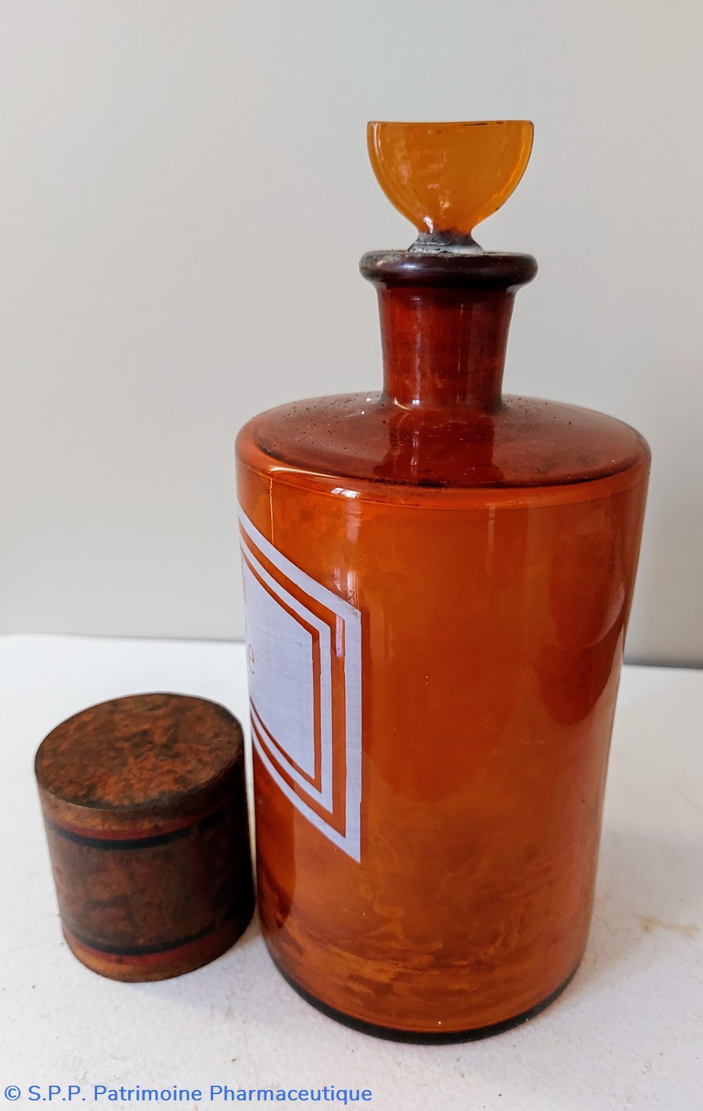 Flacon verre ambré "Alkali Volatile" 5 science pharmacie flacon verre ambre alkali volatile