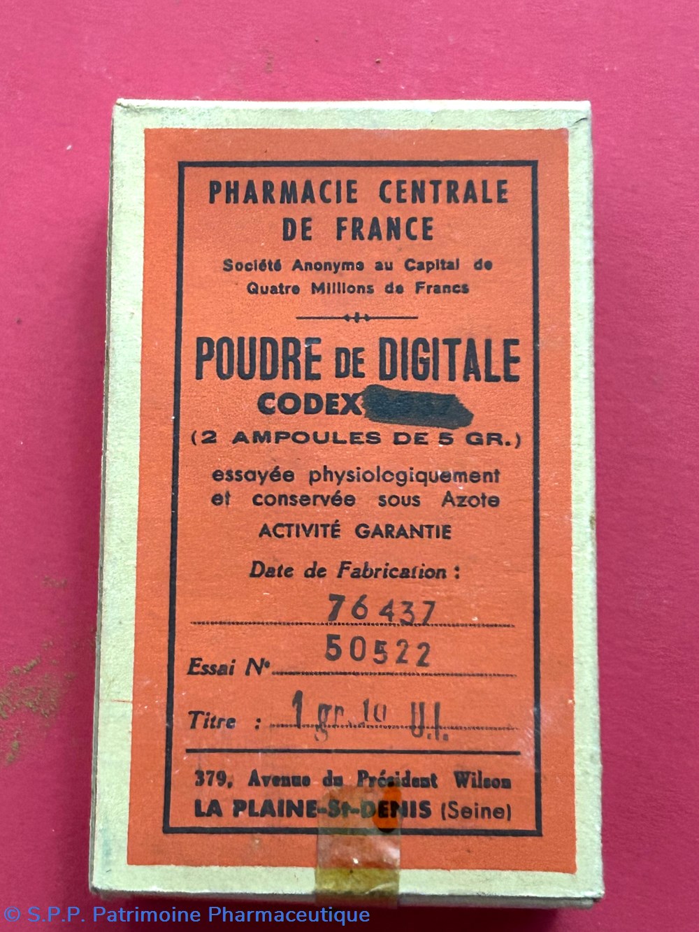 science pharmacie poudre de digitale codex 2 ampoules de 5 gr
