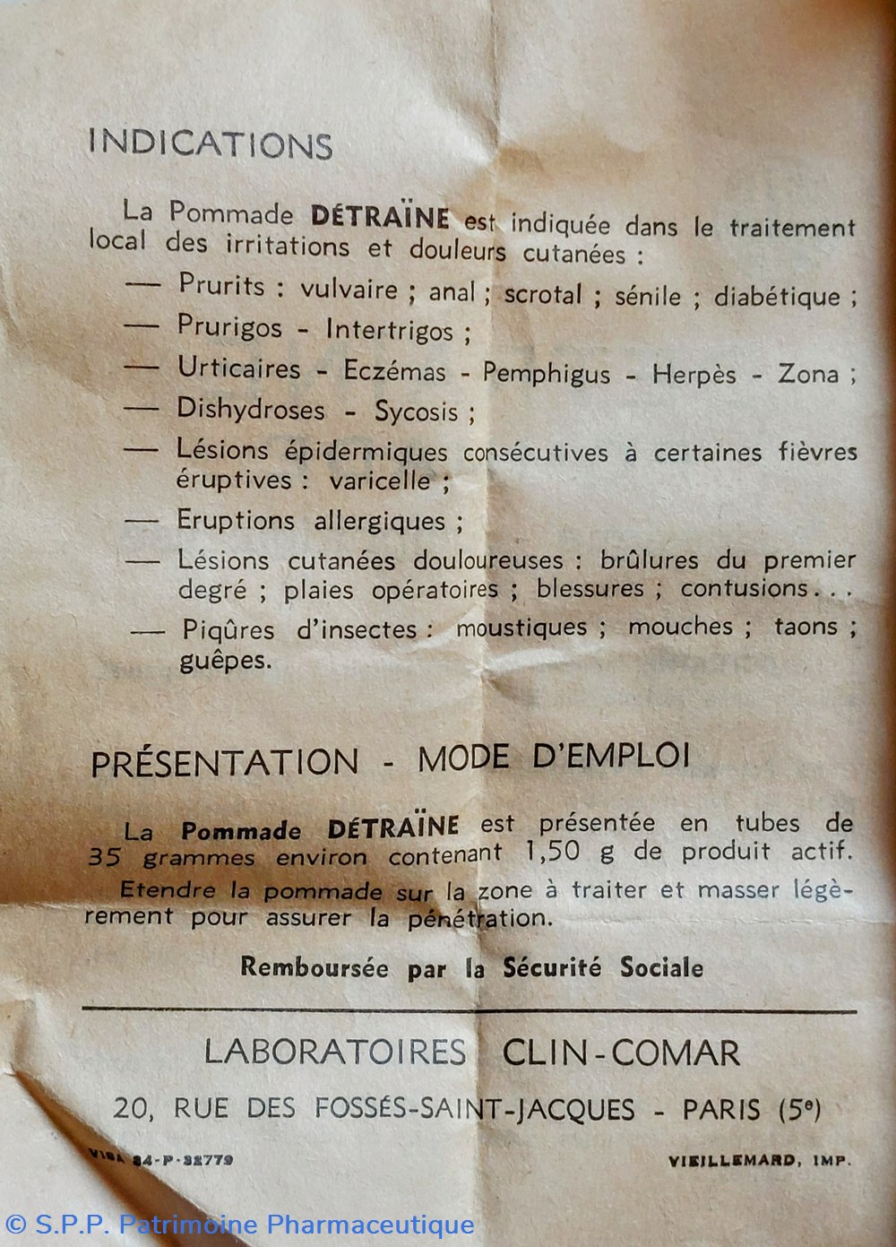 DÉTRAÏNE pommade CLIN - COMAR 8 science pharmacie detraine pommade clin comar