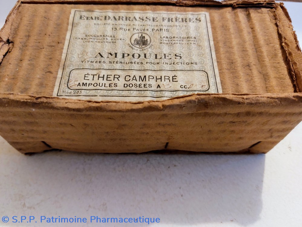 Ampoules ETHER CAMPHRÉE DARRASSE 6 science pharmacie ampoules ether camphree darrasse