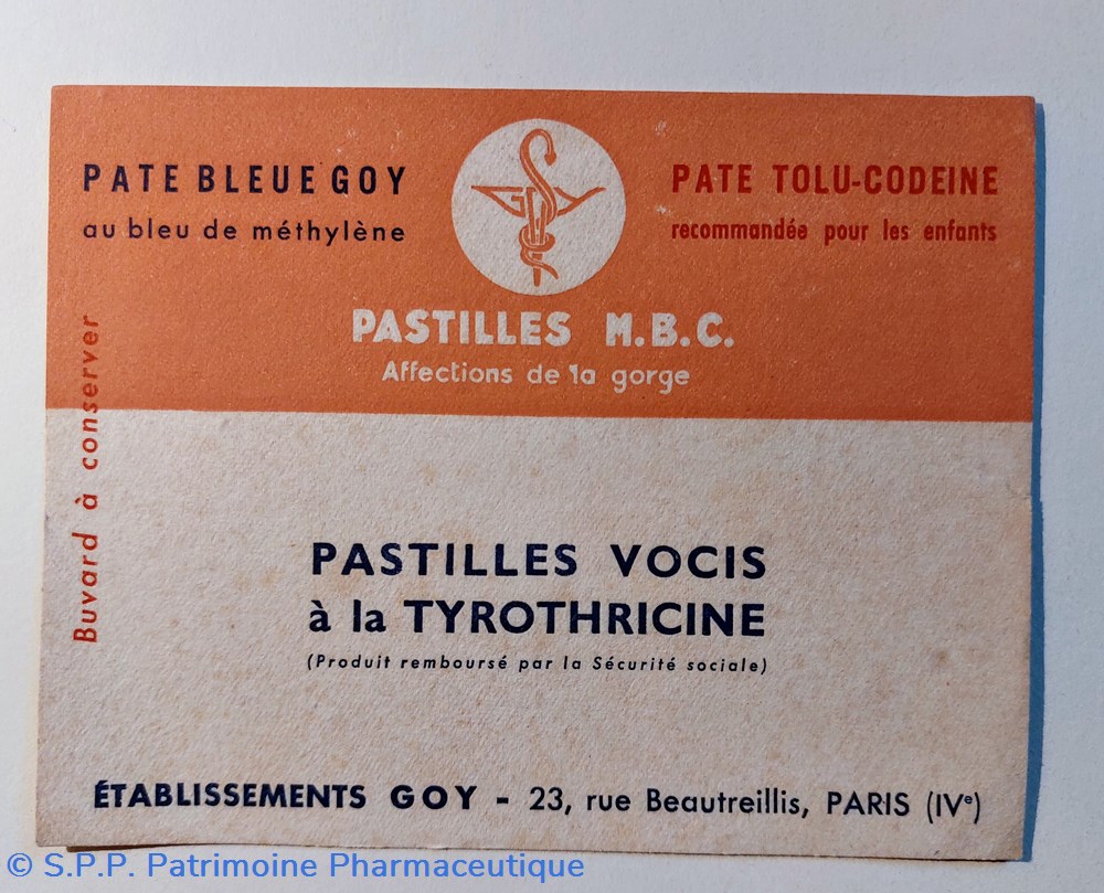 PATES et PASTILLES Établissements GOY science pharmacie pates et pastilles etablissements goy