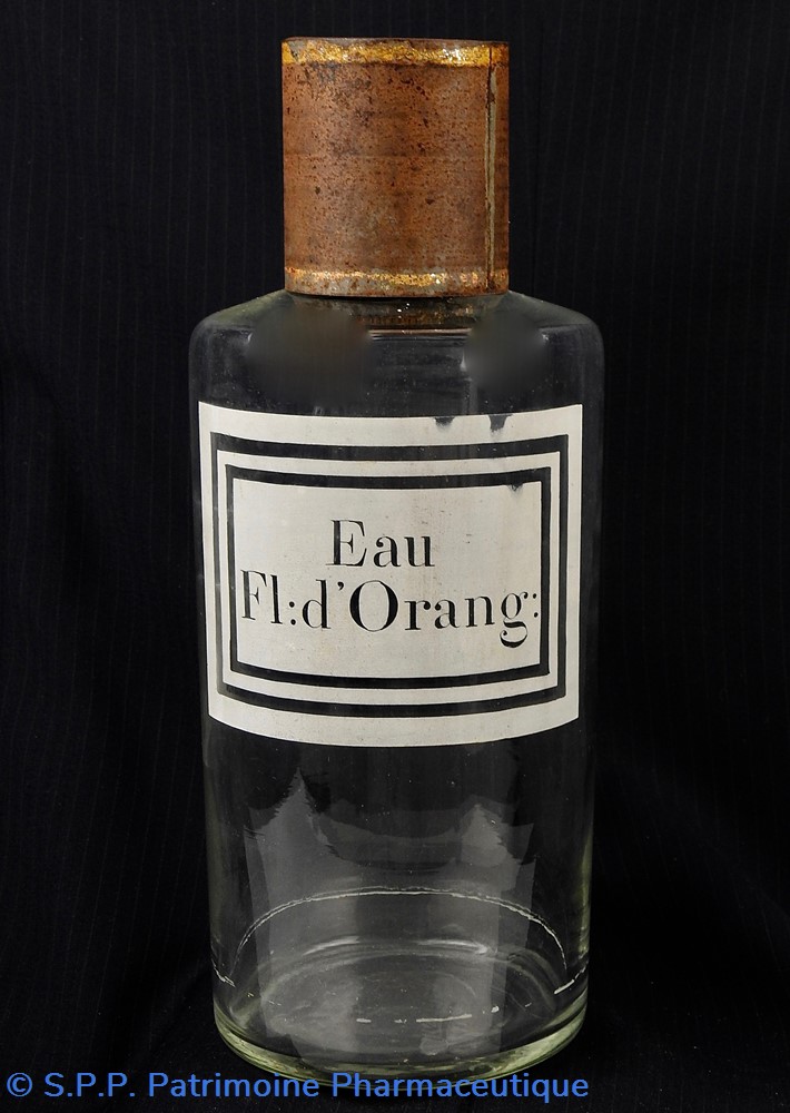 Flacon en verre très grand modèle étiquette blanche Pharmacie RAVASSE science flacon en verre tres grand modele etiquette blanche pharmacie ravasse