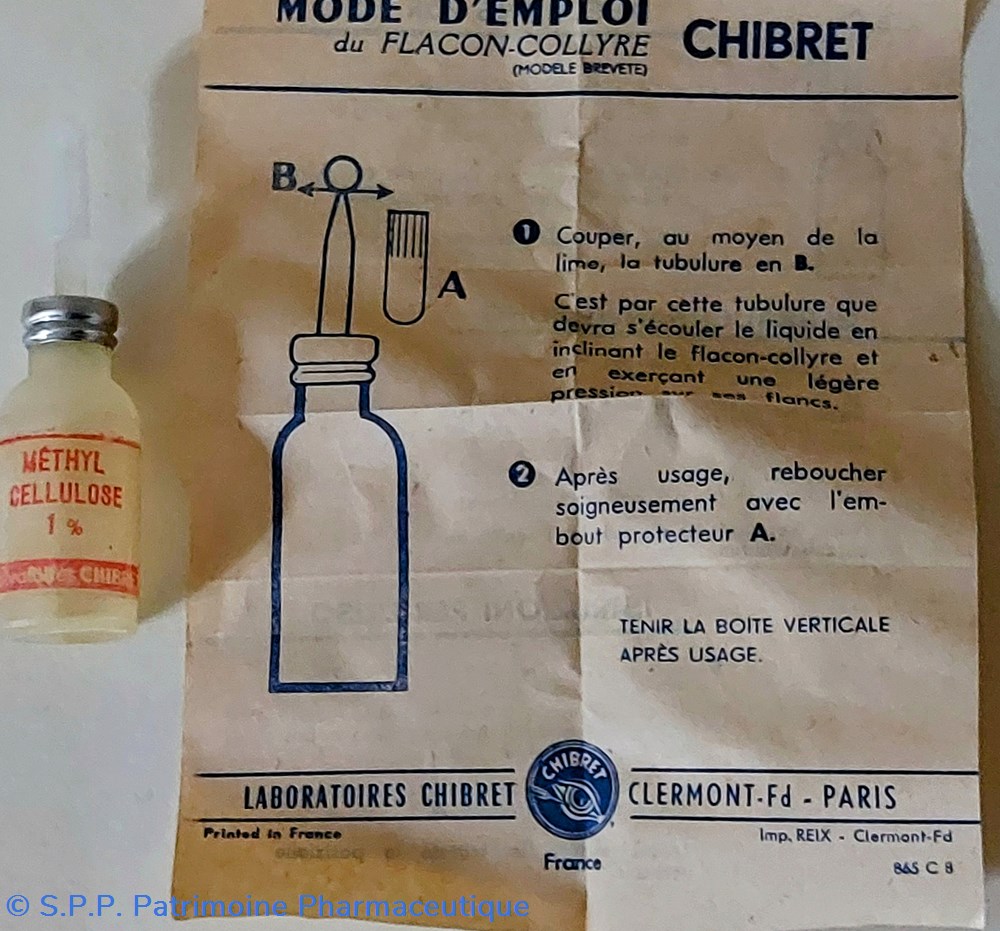 MÉTHYL CELLULOSE 1% et flacon collyre CHIBRET 4 science pharmacie methyl cellulose 1 et flacon collyre chibret