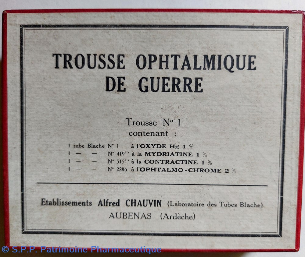 Trousse Ophtalmique de Guerre/Tubes Blache science pharmacie trousse ophtalmique de guerre tubes blache