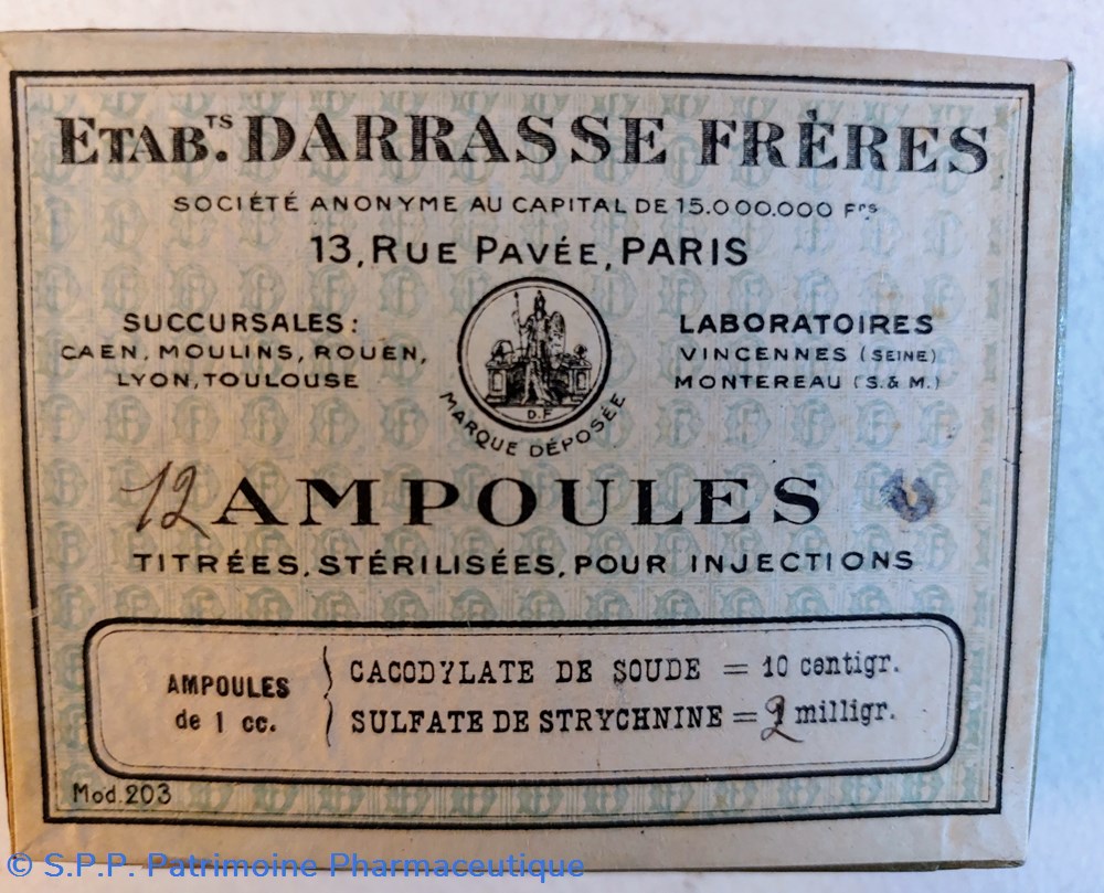science pharmacie cacodylate de soude sulfate de strychnine