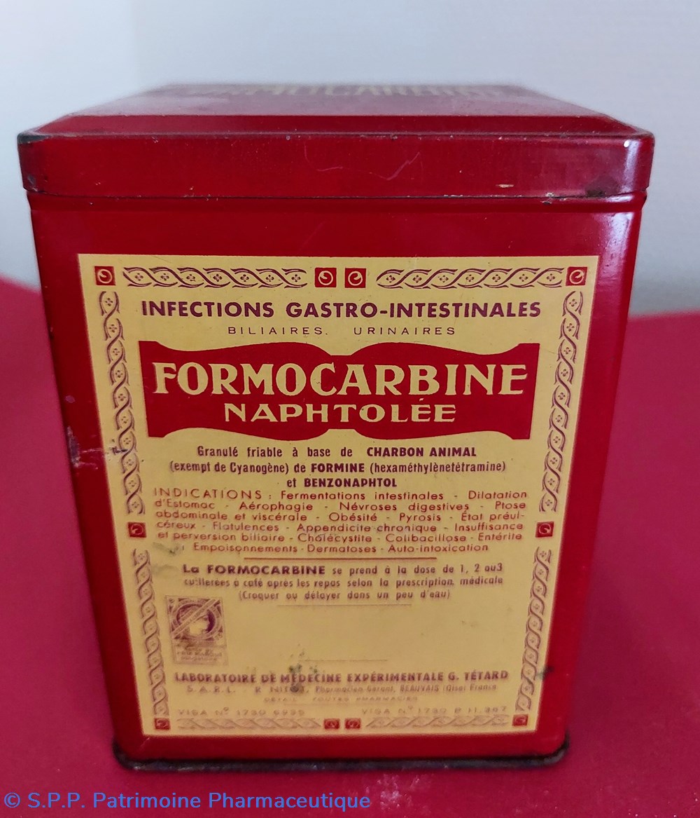 FORMOCARBINE NAPHTOLÉE Boîte parallélépipèdique 300 g.. science pharmacie formocarbine naphtolee boite parallelepipedique 300 g