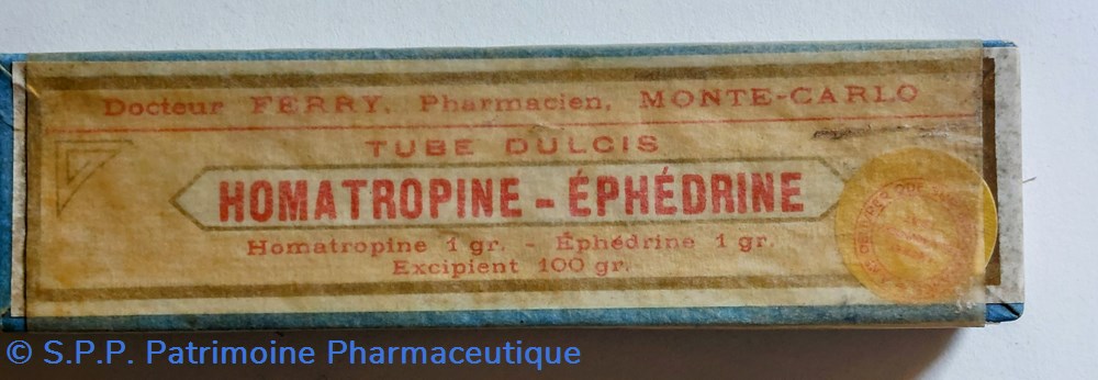 HOMATROPINE- ÉPHÉDRINE Tube DULCIS science pharmacie homatropine ephedrine tube dulcis