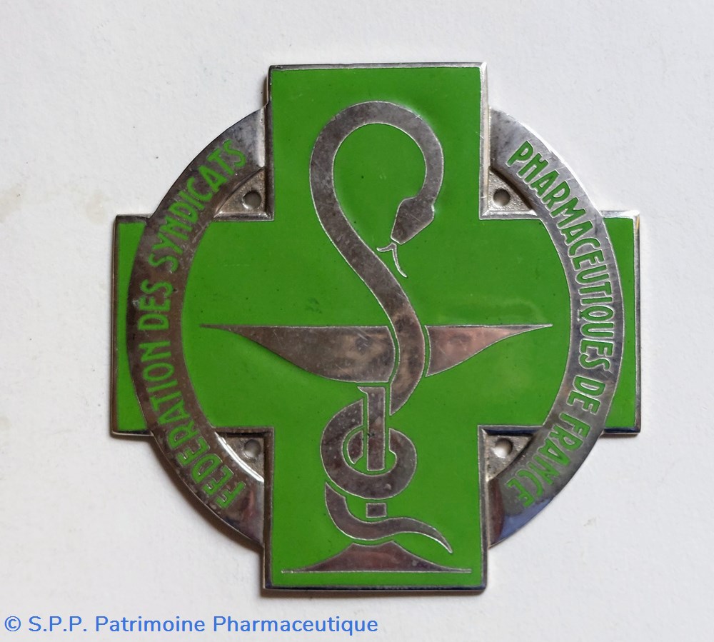 Plaque émaillée "Fédération des syndicats.." science pharmacie plaque emaillee federation des syndicats