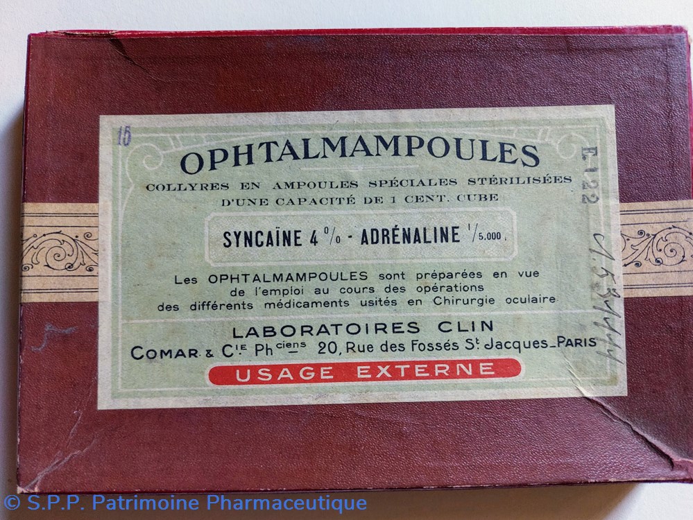 OPHTALMAMPOULES SYNCAÏNE - ADRÉNALINE science pharmacie ophtalmampoules syncaine adrenaline