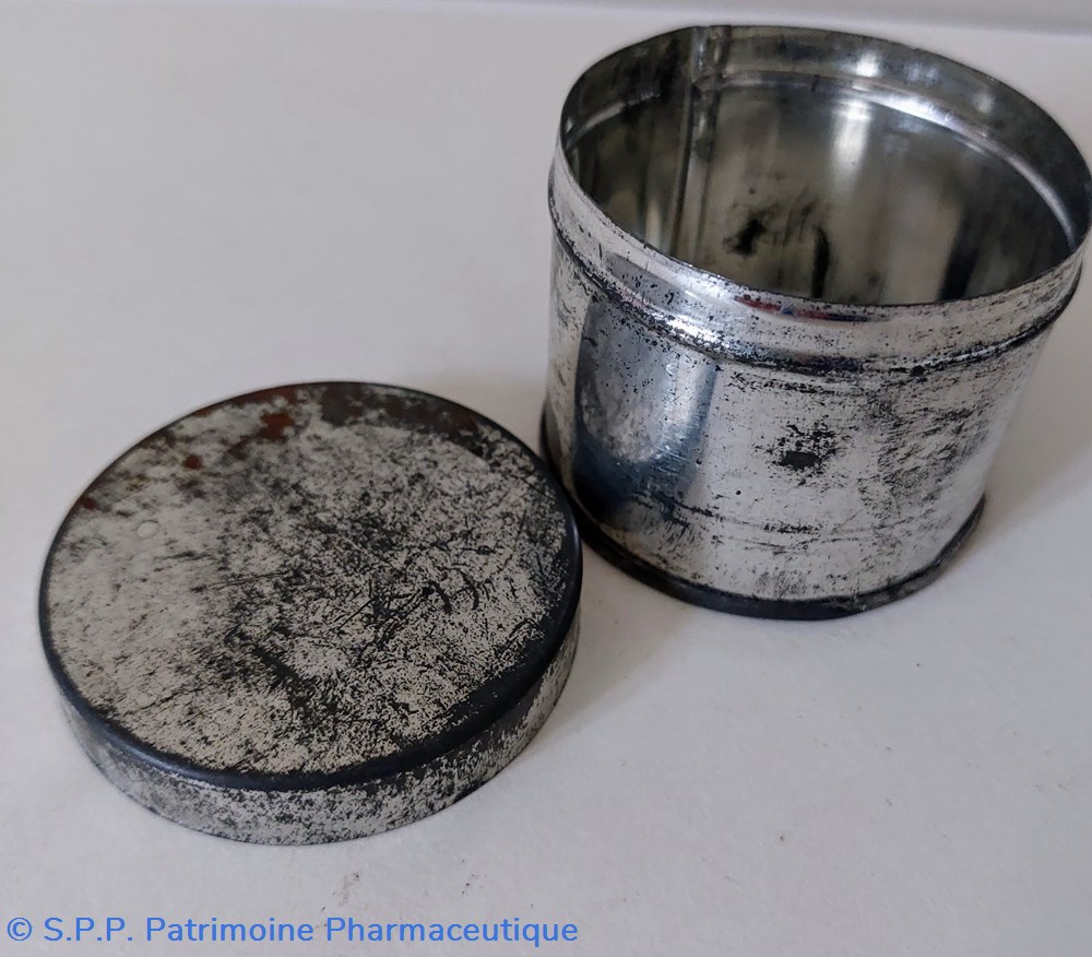 science pharmacie boite metallique cylindrique vide