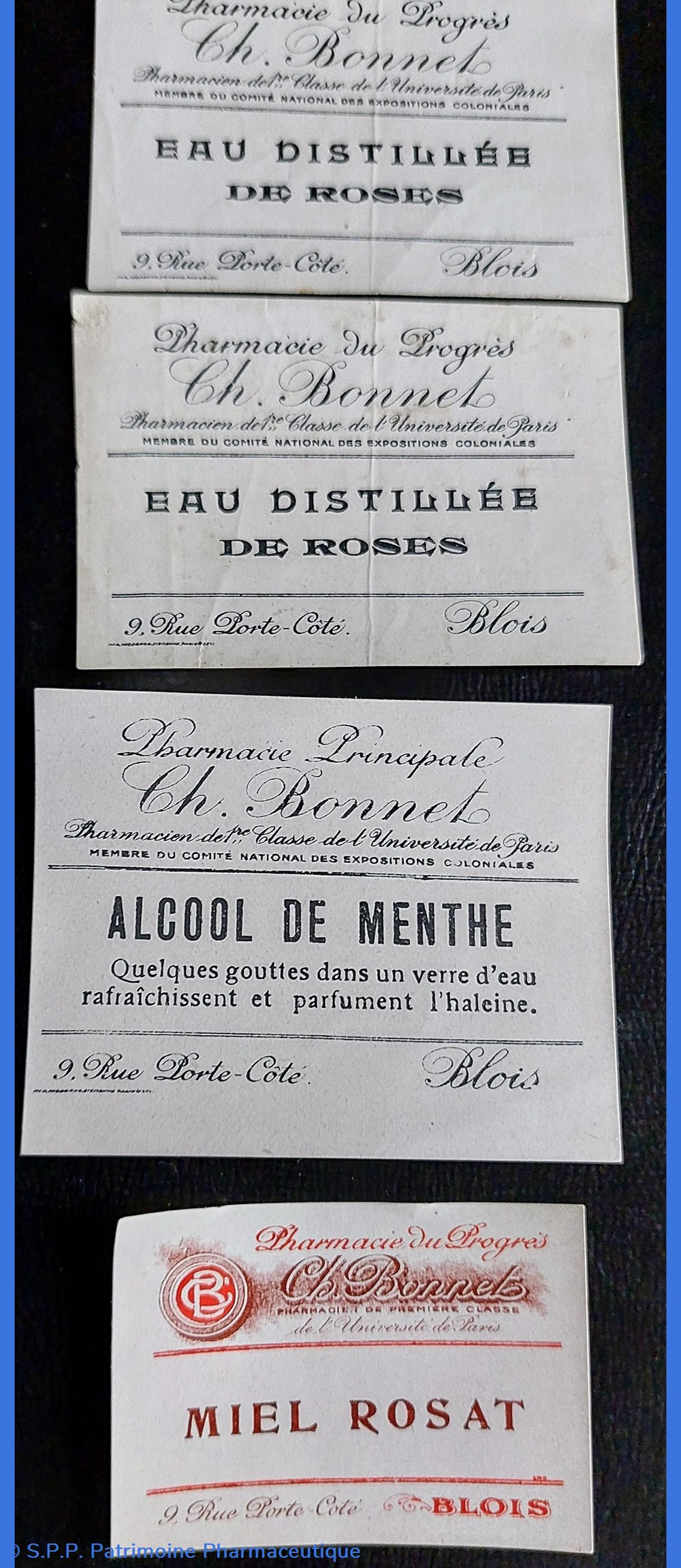 Phie Ch. BONNET /Étiquettes. 5 documents anciens phie ch bonnet etiquettes