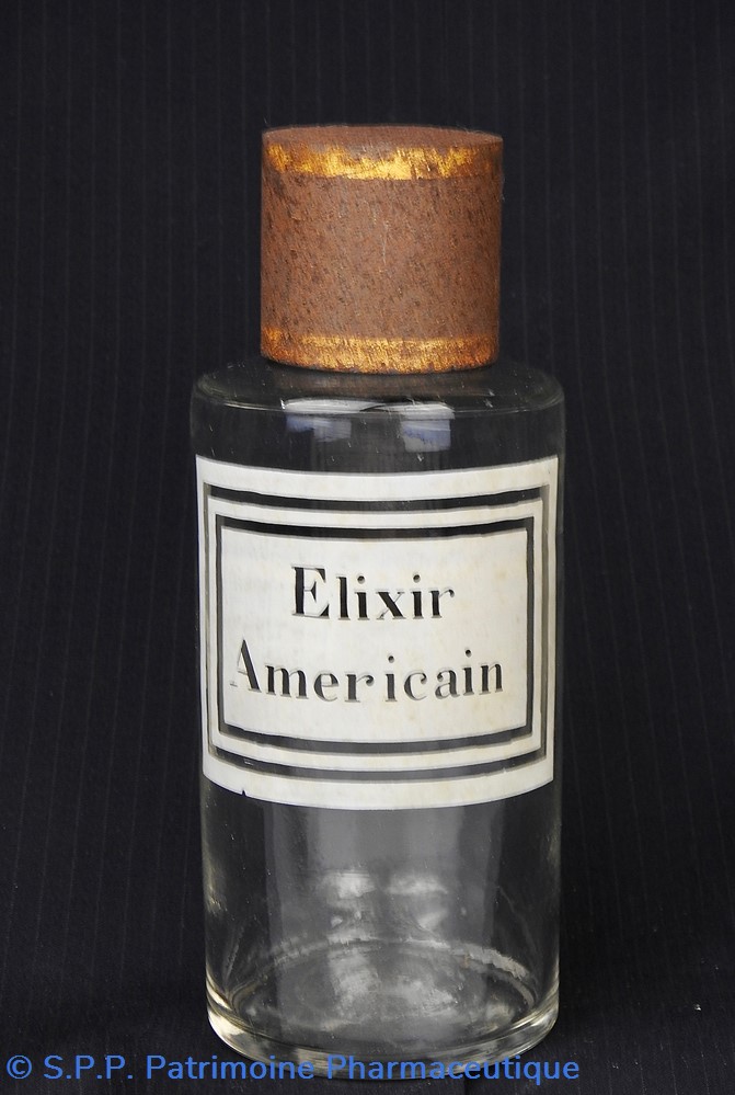 Flacon en verre petit modèle étiquette blanche Pharmacie RAVASSE science flacon en verre petit modele etiquette blanche pharmacie ravasse