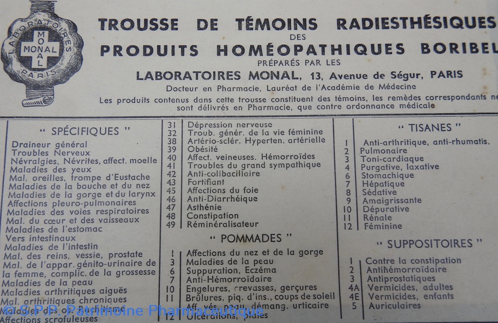 science pharmacie boribel trousse radiesthesique