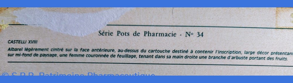ROUSSEL N°34 ALBAREL - Castelli XVIII 4 science pharmacie roussel n 34 albarel castelli xviii