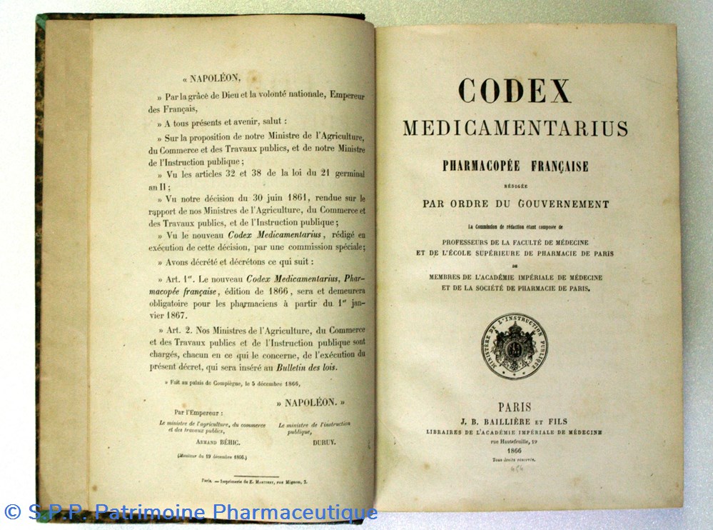 science pharmacie codex medicamentarius 1866 pharmacopee francaise