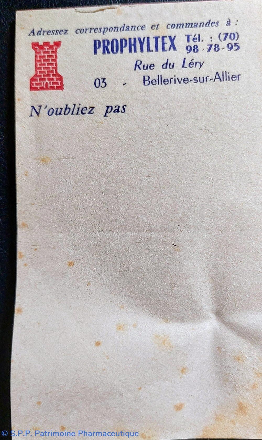 Petit bloc notes PROPHYLTEX objets publicitaires petit bloc notes prophyltex