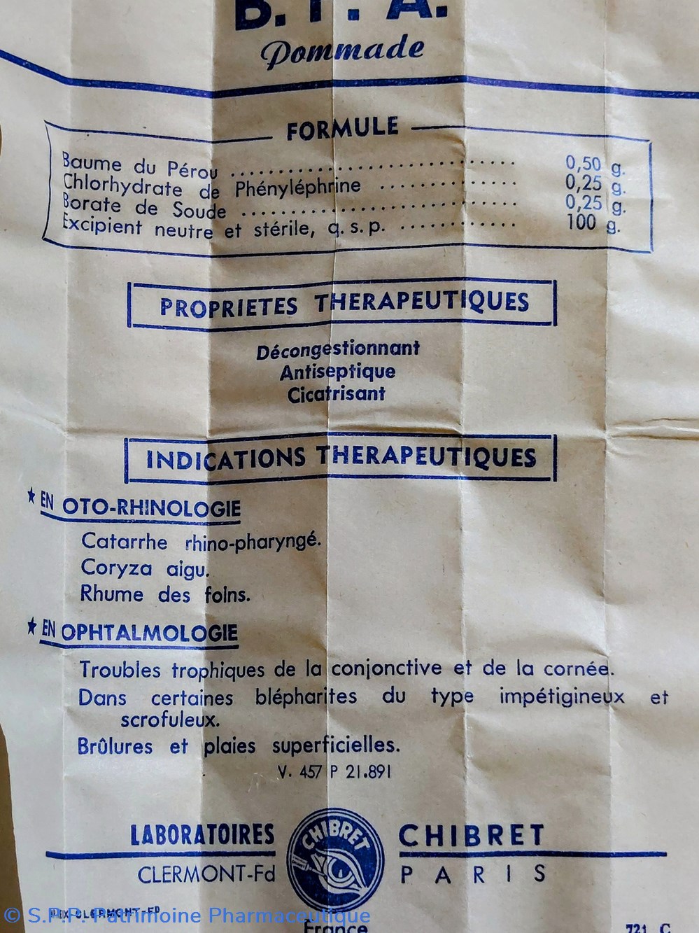 science pharmacie b p a pommade nasale chibret