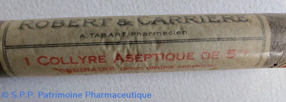 COLLYRE ASEPTIQUE de 5 cc ROBERT et CARRIÈRE science pharmacie collyre aseptique de 5 cc robert et carriere
