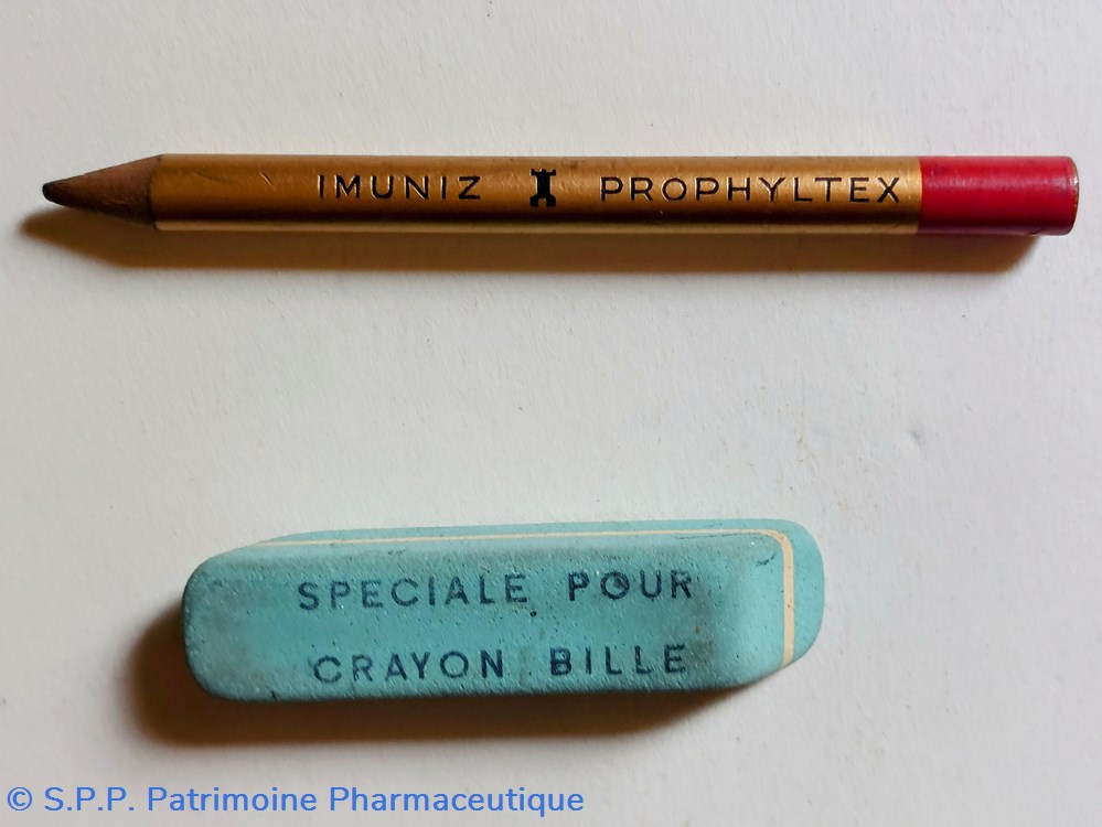 PROPHYLTEX / CRAYON et Gomme 3 objets publicitaires prophyltex crayon et gomme