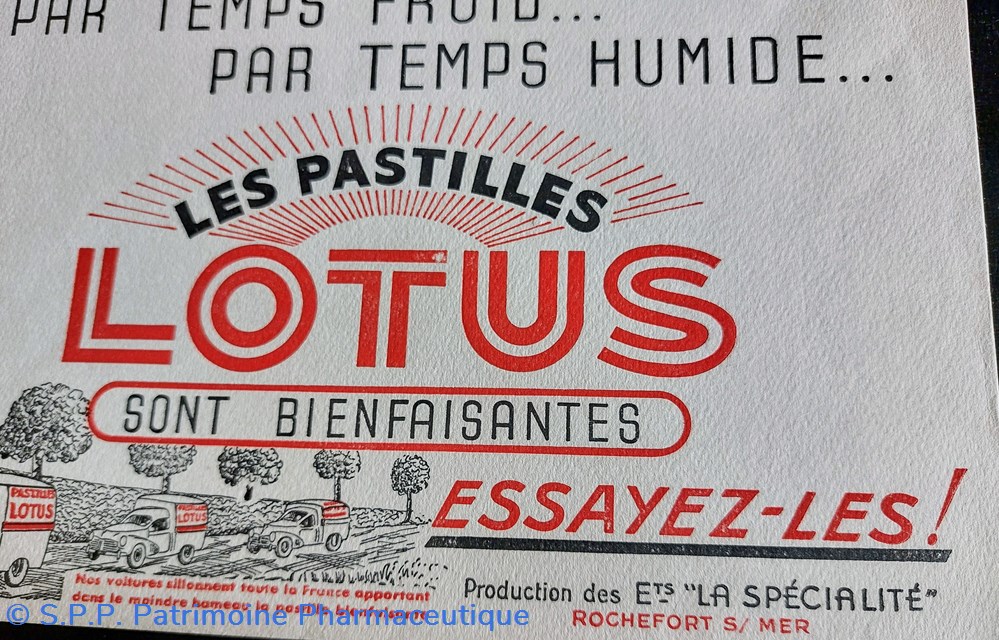 Pastilles LOTUS / Buvard des Ets "La Spécialité * 2 science pharmacie pastilles lotus buvard des ets la specialite