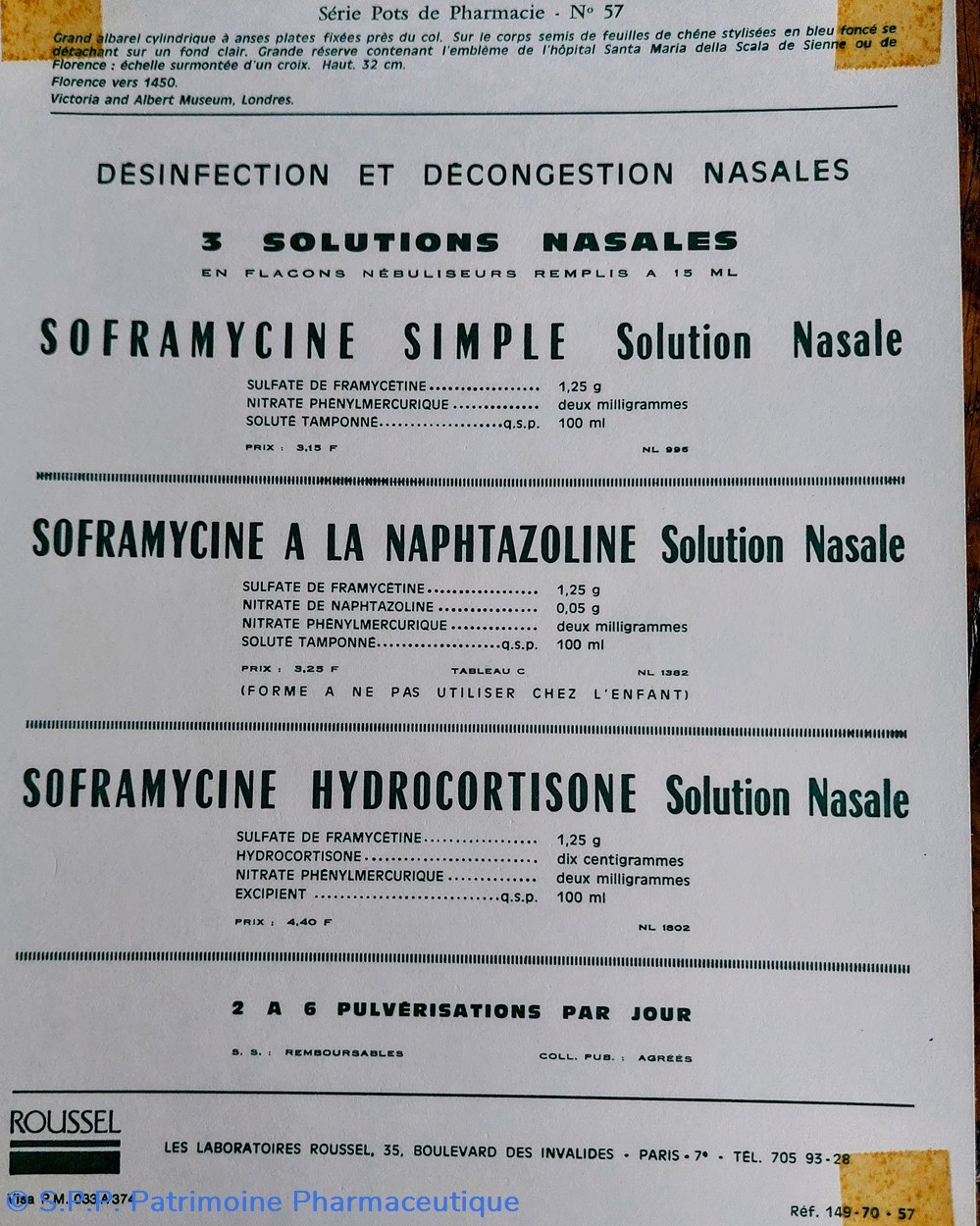 ROUSSEL N°57 ALBAREL - Florence 1450 3 science pharmacie roussel n 57 albarel florence 1450