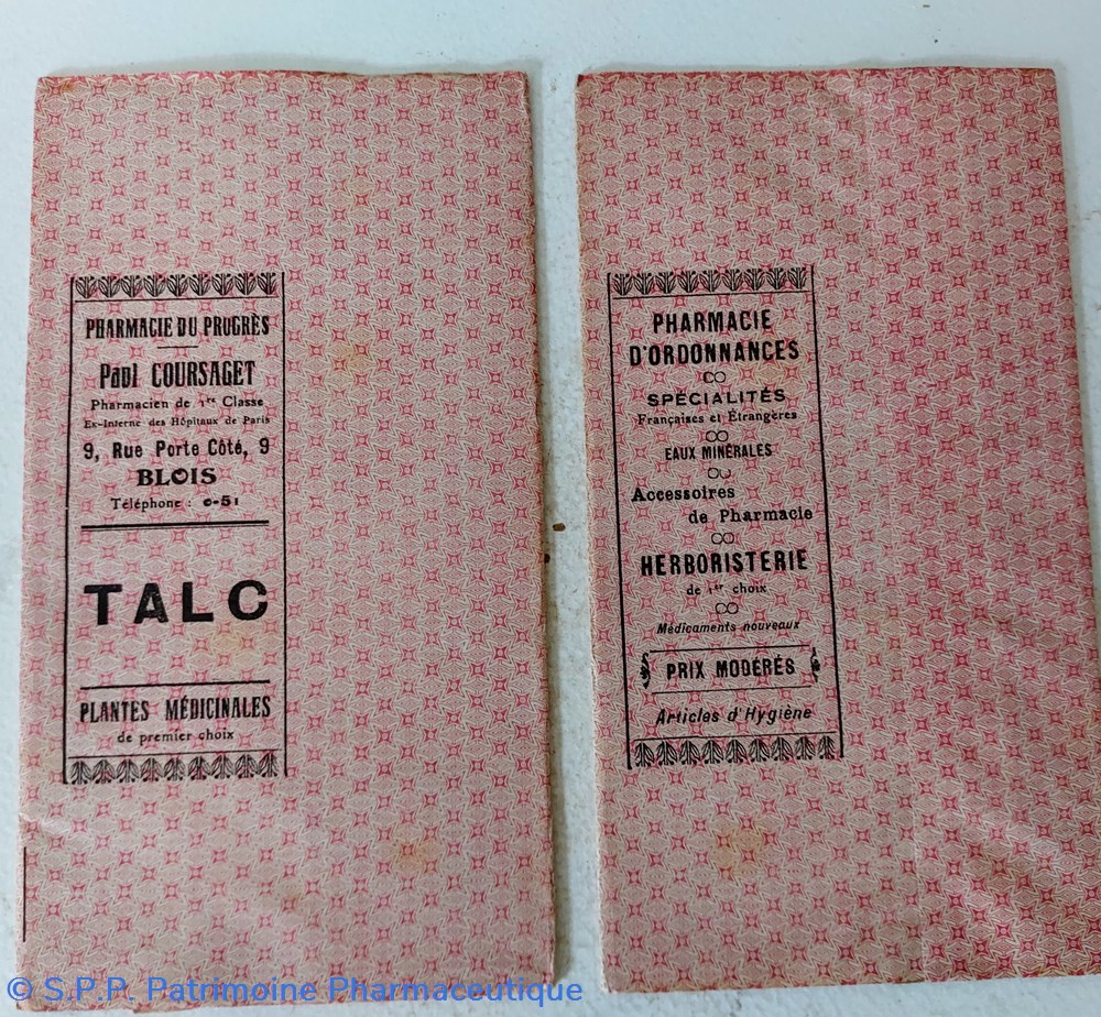 documents anciens emballage talc