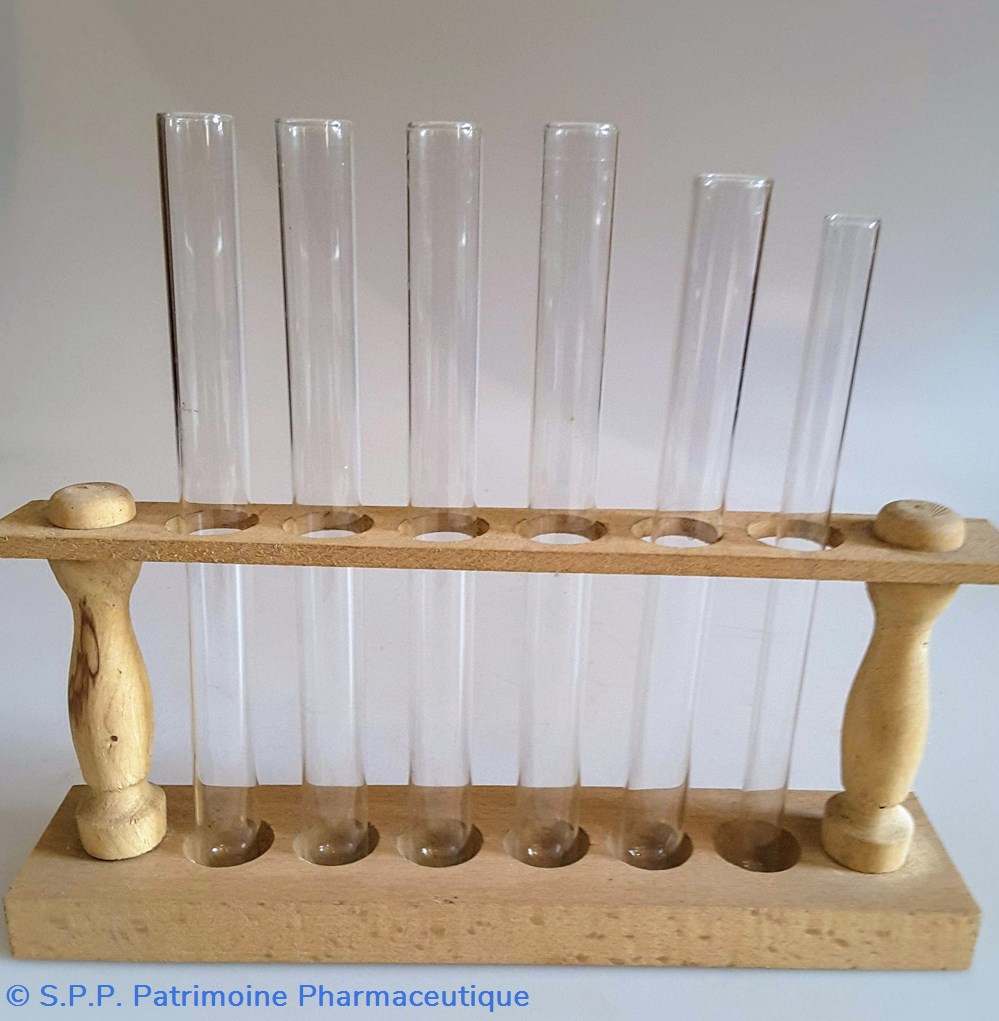 Portoir de tubes à essai garni de 6 tubes en verre science pharmacie portoir de tubes a essai garni de 6 tubes en verre