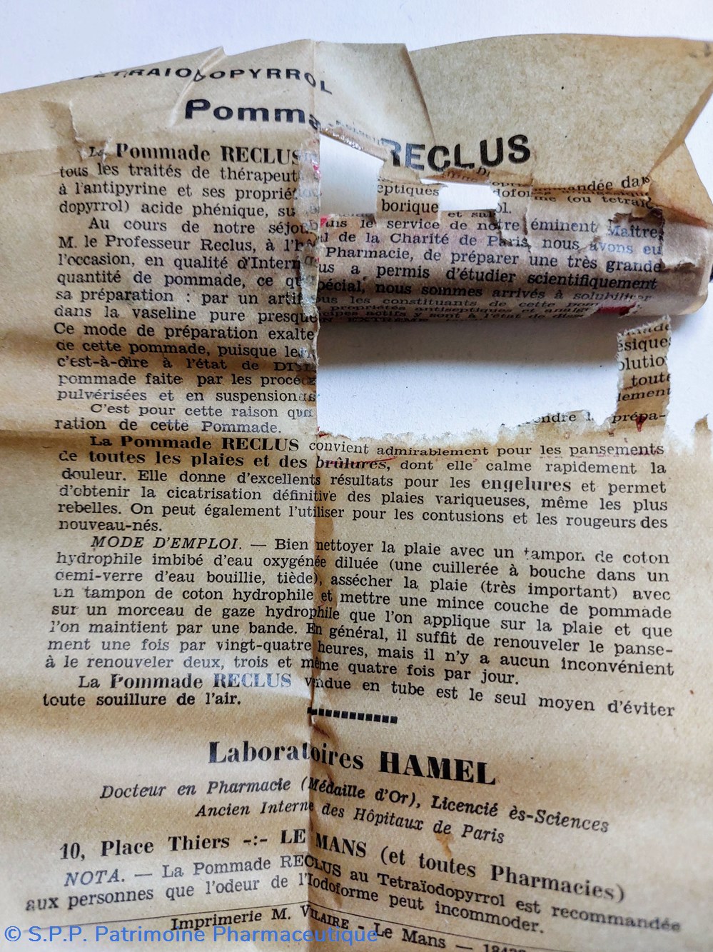 science pharmacie pommade reclus au tetraiodopyrrol