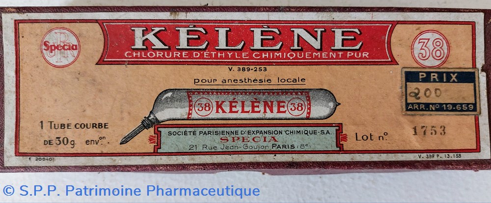 Chlorure d'ethyle - Tube courbe 30 g 'KÉLÈNE science pharmacie chlorure ethyle tube courbe 30 g kelene