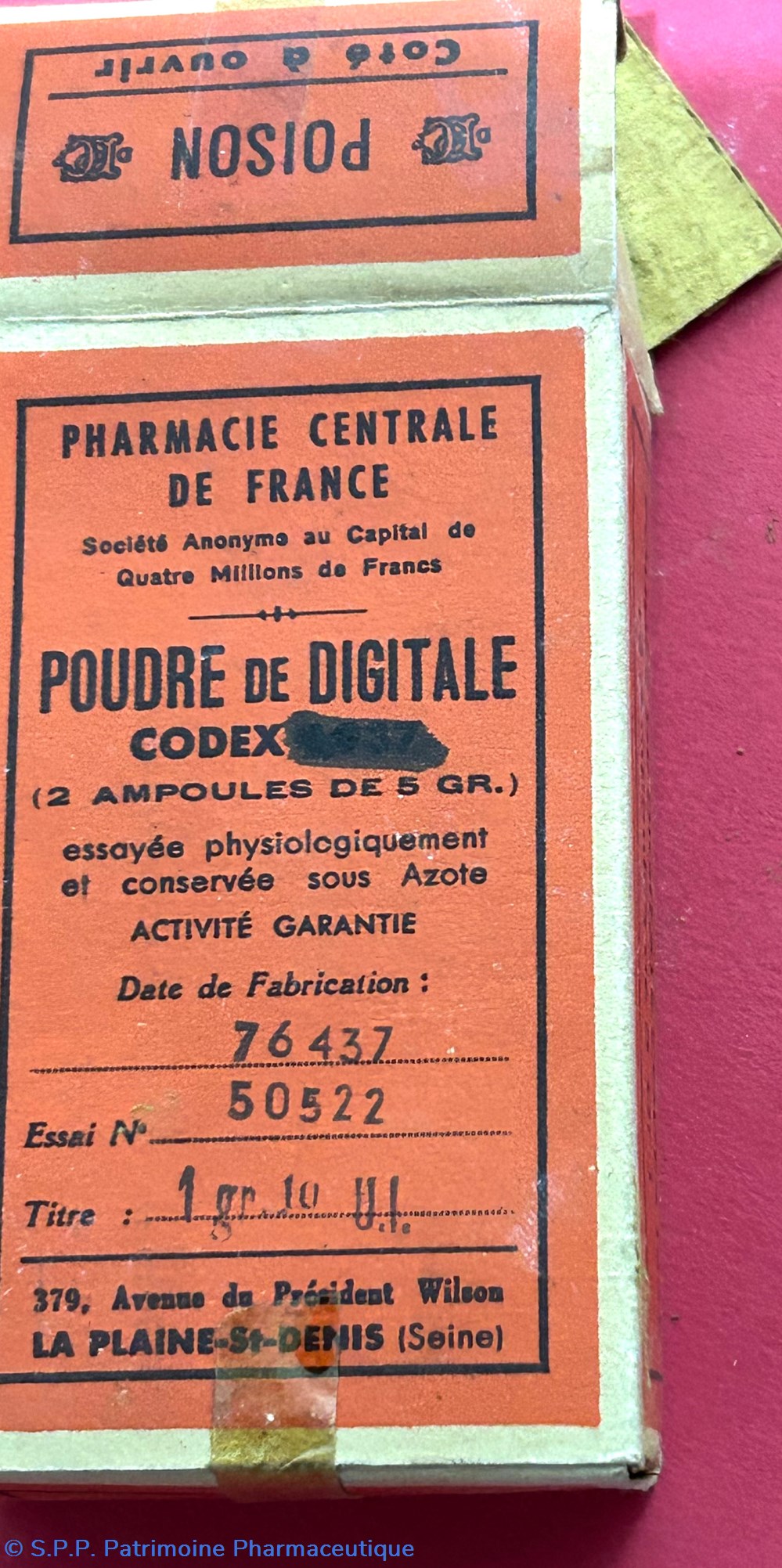 science pharmacie poudre de digitale codex 2 ampoules de 5 gr