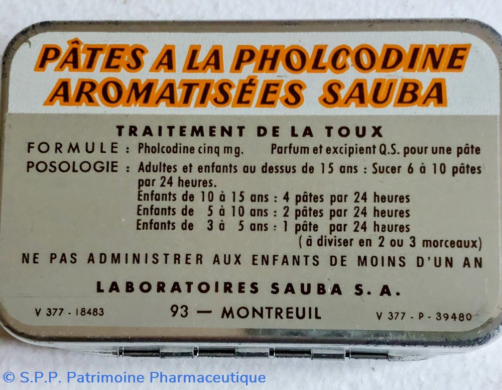 PÂTES à la PHOLCODINE Aromatisées /SAUBA 3 science pharmacie pates a la pholcodine aromatisees sauba
