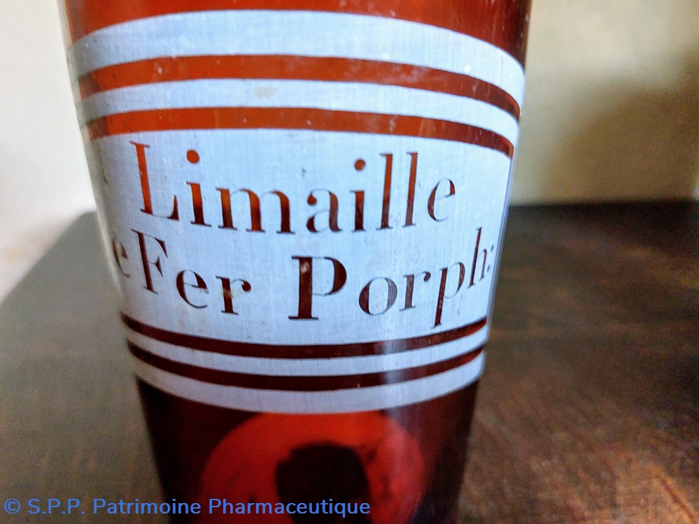 science pharmacie sn limaille de fer porph bouteille verre ambre