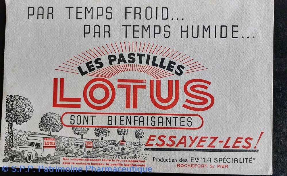 Pastilles LOTUS / Buvard des Ets "La Spécialité * science pharmacie pastilles lotus buvard des ets la specialite