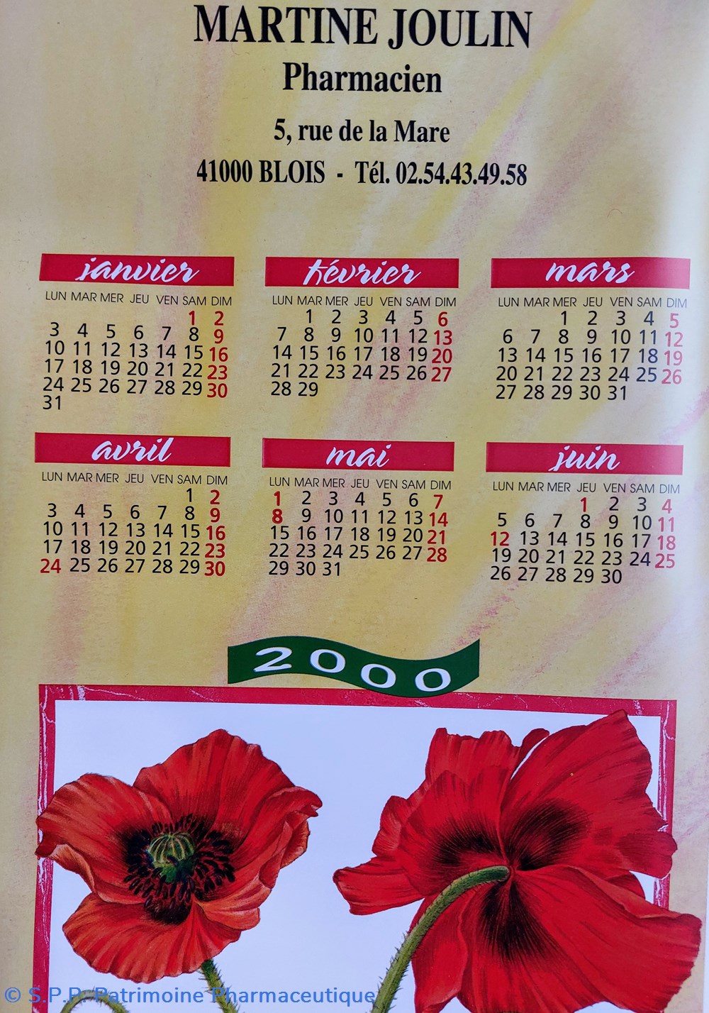 CALENDRIER 2000 _ Coquelicot 3 science pharmacie calendrier 2000 coquelicot