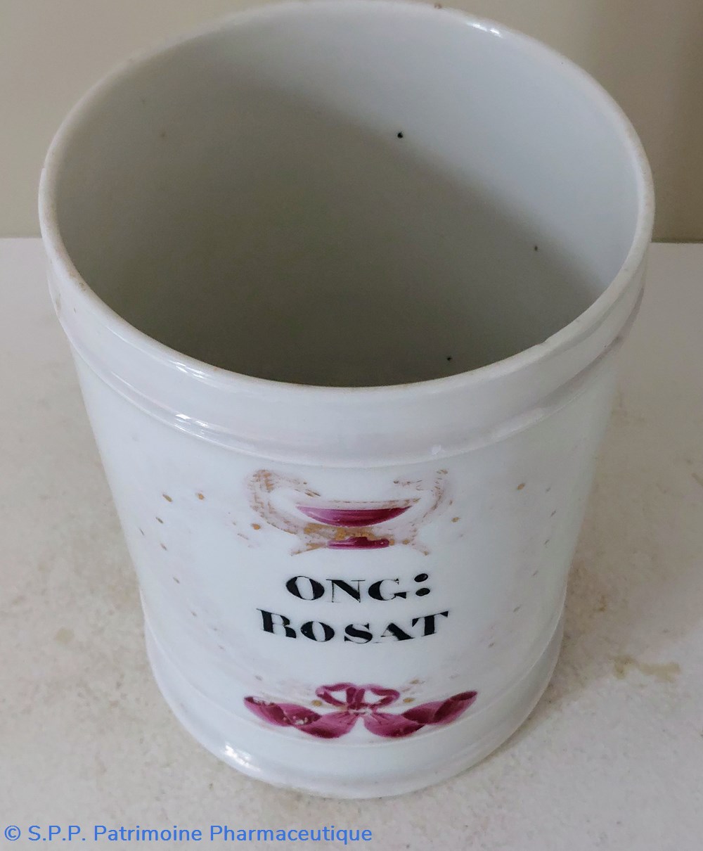 Pot à onguent " ONG : ROSAT" Porcelaine GOSSE 5 science pharmacie pot a onguent ong rosat porcelaine gosse