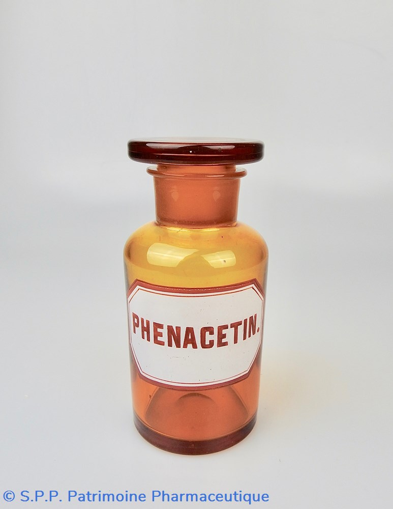 science flacon de pharmacie en verre ambre moyen modele a etiquette blanche et rouge