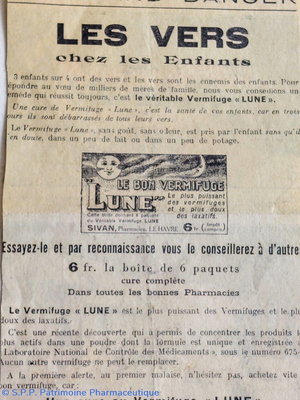 documents anciens vermifuge lune